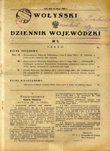 Wołyński Dziennik Wojewódzki 1929.02.12 R.9 nr 2