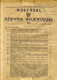 Wołyński Dziennik Wojewódzki 1929.05.10 R.9 nr 6