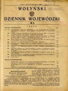 Wołyński Dziennik Wojewódzki 1929.06.06 R.9 nr 8
