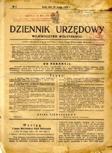Dziennik Urzędowy Województwa Wołyńskiego 1928.02.29 R.8 nr 2