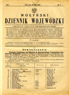 Dziennik Urzędowy Województwa Wołyńskiego 1928.05.28 R.8 nr 5