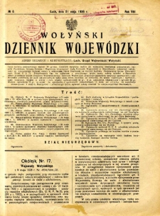 Dziennik Urzędowy Województwa Wołyńskiego 1928.05.31 R.8 nr 6