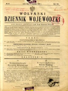 Dziennik Urzędowy Województwa Wołyńskiego 1928.11.12 R.8 nr 12