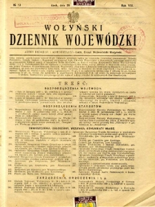 Dziennik Urzędowy Województwa Wołyńskiego 1928.11.30 R.8 nr 13