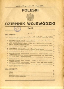 Poleski Dziennik Wojewódzki 1933.02.23 nr 2
