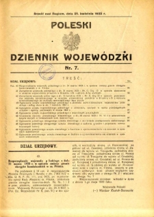Poleski Dziennik Wojewódzki 1933.04.21 nr 7