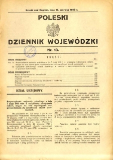 Poleski Dziennik Wojewódzki 1933.06.19 nr 13