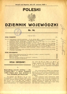 Poleski Dziennik Wojewódzki 1933.06.27 nr 14