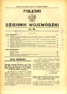 Poleski Dziennik Wojewódzki 1933.08.30 nr 16
