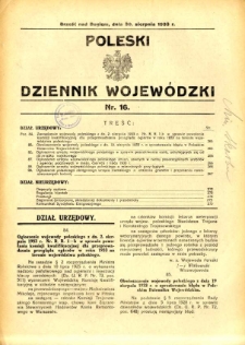 Poleski Dziennik Wojewódzki 1933.08.30 nr 16