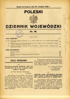 Poleski Dziennik Wojewódzki 1933.09.27 nr 18