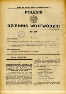 Poleski Dziennik Wojewódzki 1933.10.25 nr 20