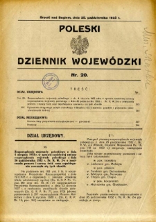 Poleski Dziennik Wojewódzki 1933.10.25 nr 20