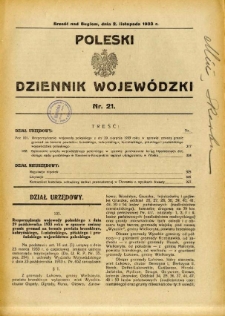 Poleski Dziennik Wojewódzki 1933.11.02 nr 21