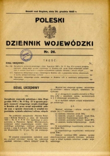 Poleski Dziennik Wojewódzki 1933.12.20 nr 26