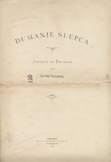 Dumanie ślepca : Fantazya [!] na fortepian