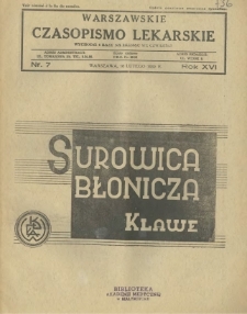 Warszawskie Czasopismo Lekarskie 1939 R.16 nr 7