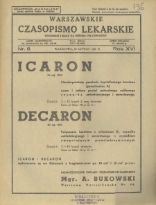 Warszawskie Czasopismo Lekarskie 1939 R.16 nr 8