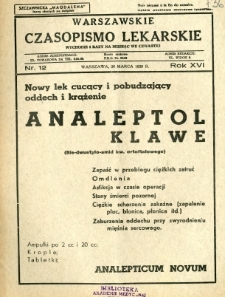 Warszawskie Czasopismo Lekarskie 1939 R.16 nr 12