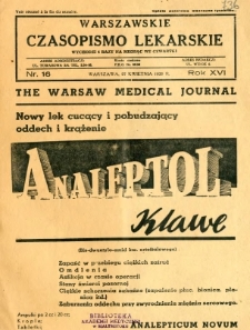 Warszawskie Czasopismo Lekarskie 1939 R.16 nr 16