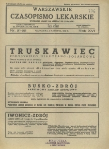Warszawskie Czasopismo Lekarskie 1939 R.16 nr 21-22