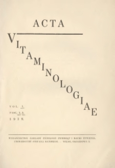 Acta Vitaminologiae 1938 T.1 nr 2-3