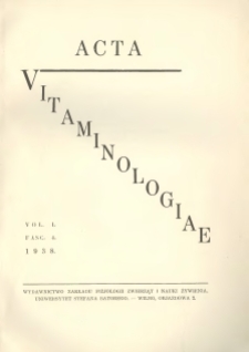 Acta Vitaminologiae 1938 T.1 nr 4