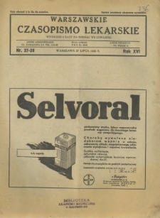 Warszawskie Czasopismo Lekarskie 1939 R.16 nr 27-28