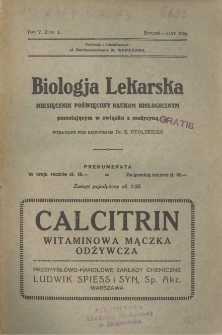 Biologja Lekarska 1926 R.5 nr 1
