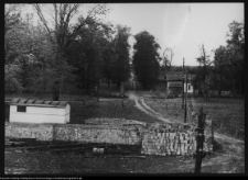 Ciechanowiec, widok z pałacu na bramę i aleję wyjazdową