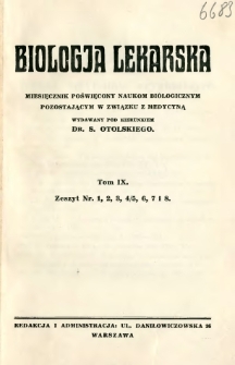 Biologja Lekarska 1930 R.9 nr 1