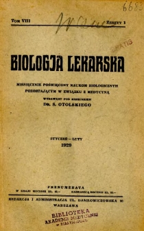Biologja Lekarska 1929 R.8 nr 1