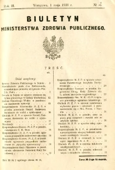 Biuletyn Ministerstwa Zdrowia Publicznego 1920 R.3 nr 2