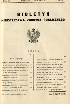 Biuletyn Ministerstwa Zdrowia Publicznego 1920 R.3 nr 3