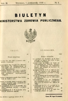 Biuletyn Ministerstwa Zdrowia Publicznego 1920 R.3 nr 4
