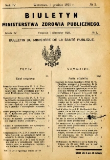 Biuletyn Ministerstwa Zdrowia Publicznego 1921 R.4 nr 5