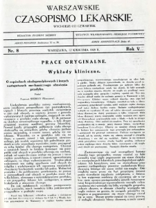 Warszawskie Czasopismo Lekarskie 1928 R.5 nr 8