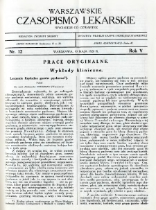 Warszawskie Czasopismo Lekarskie 1928 R.5 nr 12